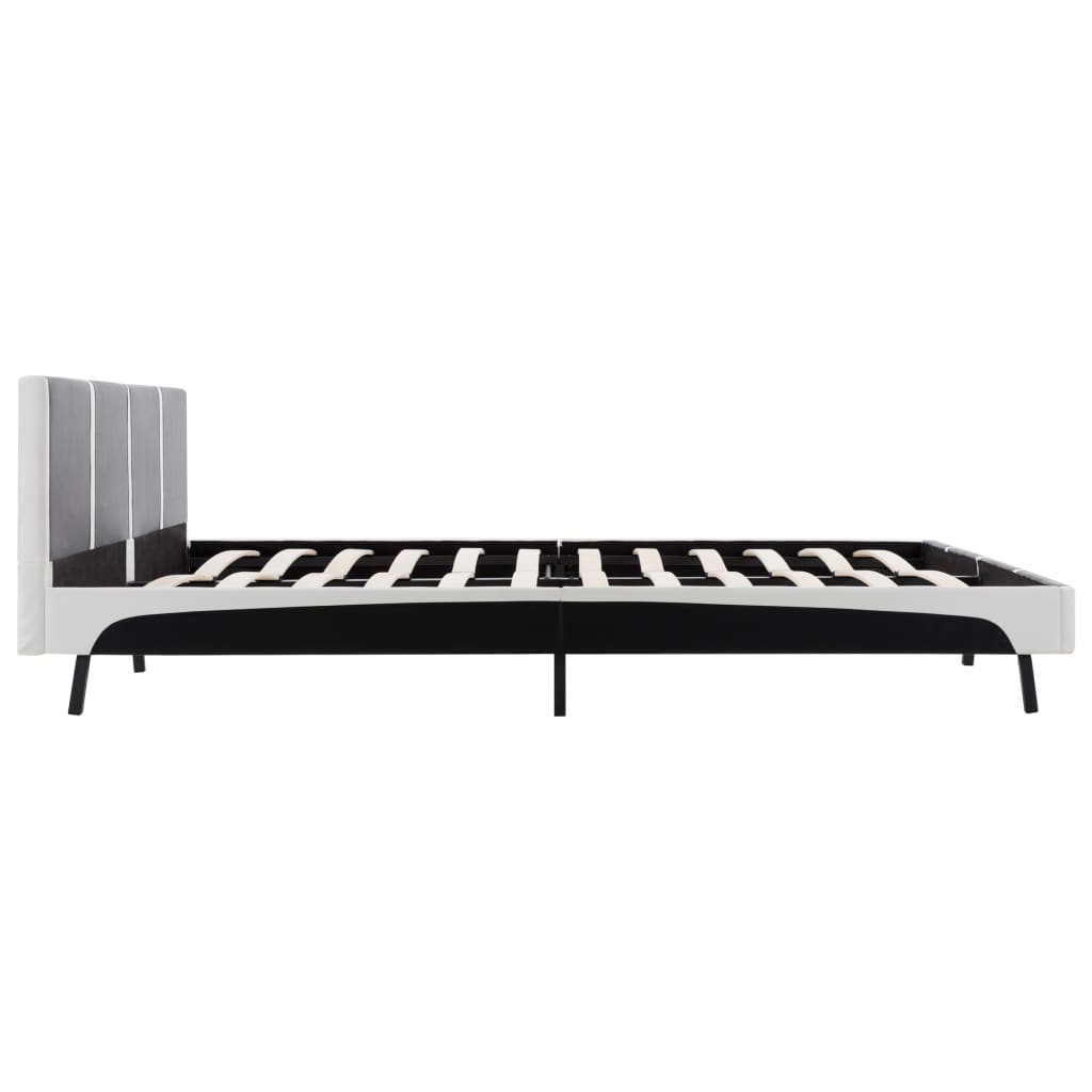 vidaXL Bed Frame Black and White Faux Leather 150x200 cm 5FT King Size