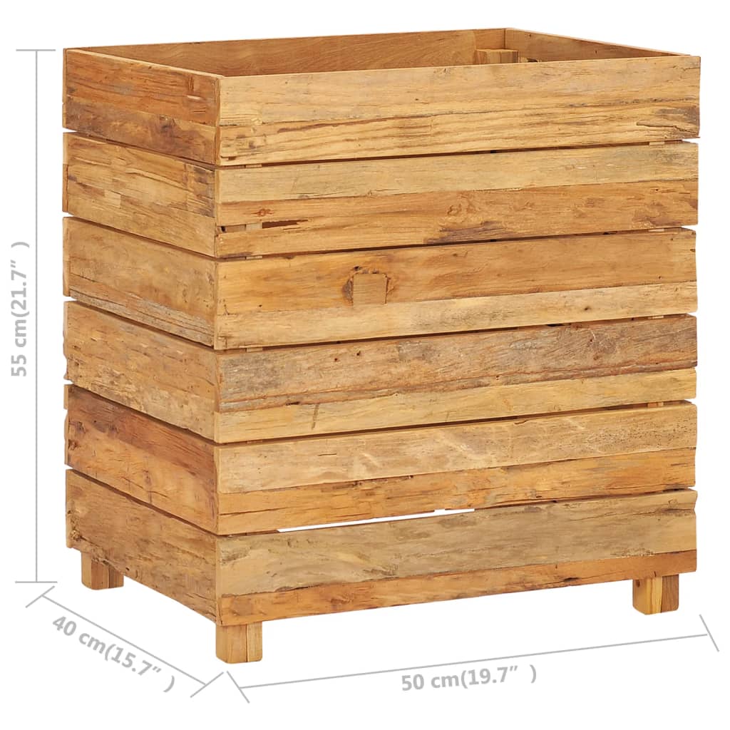vidaXL Raised Bed 50x40x55 cm Recycled Teak Wood and Steel