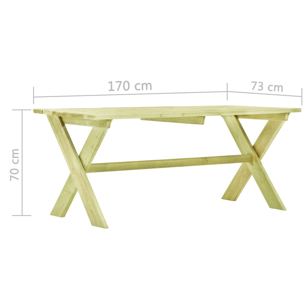vidaXL Garden Table 170x73x70 cm Impregnated Pinewood