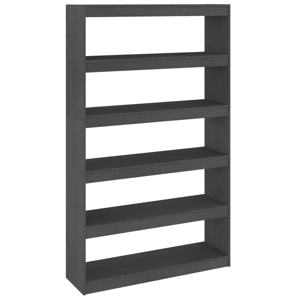 vidaXL Book Cabinet/Room Divider Grey 100x30x167.5 cm Solid Pinewood