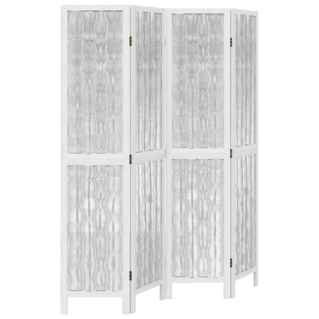 vidaXL Room Divider 4 Panels White Solid Wood Paulownia