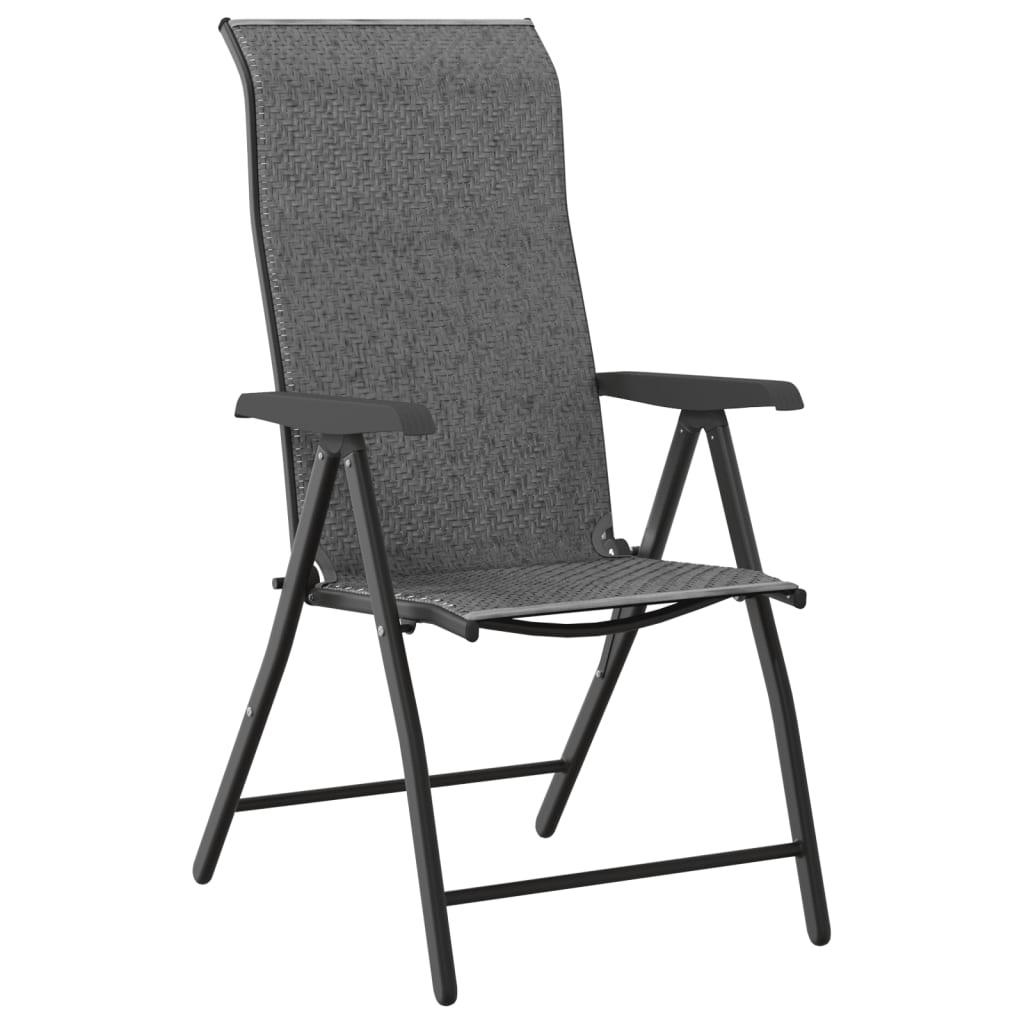 vidaXL Folding Garden Chairs 8 pcs Grey Poly Rattan | vidaXL.ie