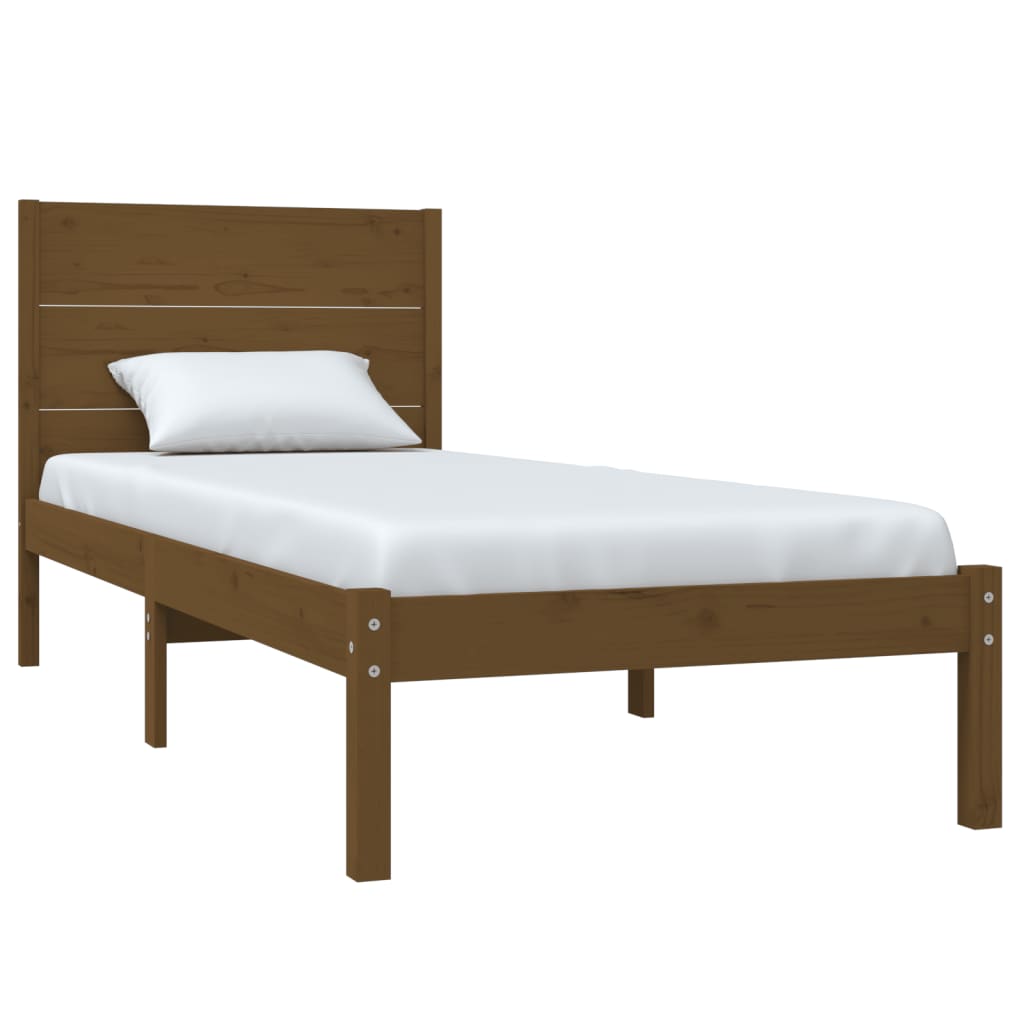vidaXL Bed Frame Honey Brown Solid Wood 75x190cm Small Single