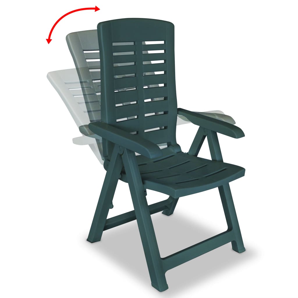 vidaXL Reclining Garden Chairs 6 pcs Plastic Green