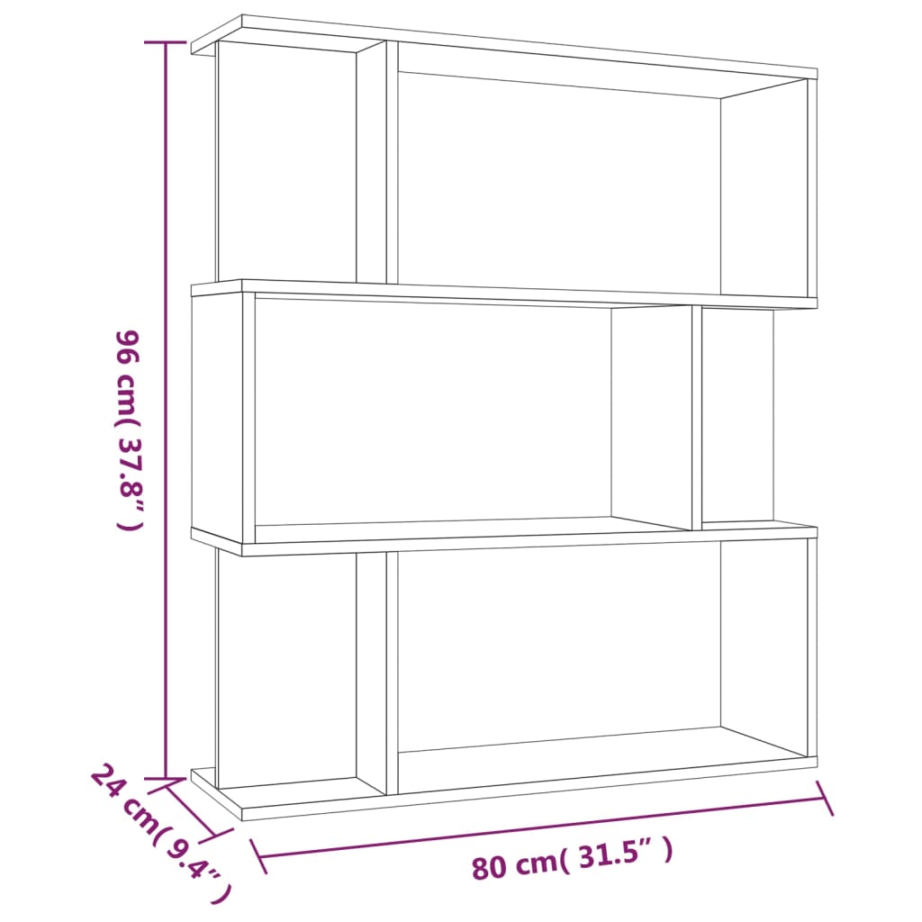 vidaXL Book Cabinet/Room Divider Brown Oak 80x24x96 cm Engineered Wood