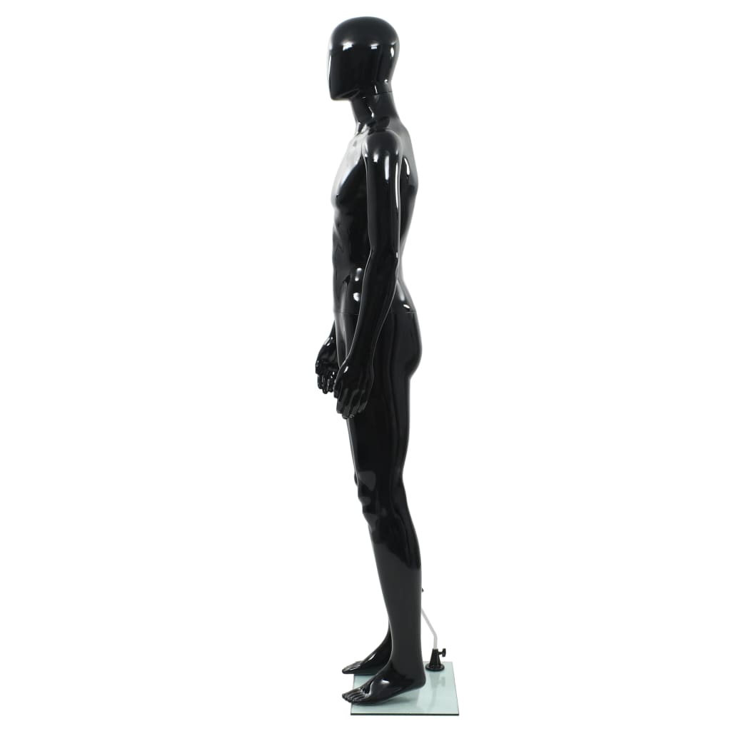 vidaXL Full Body Male Mannequin with Glass Base Glossy Black 185 cm