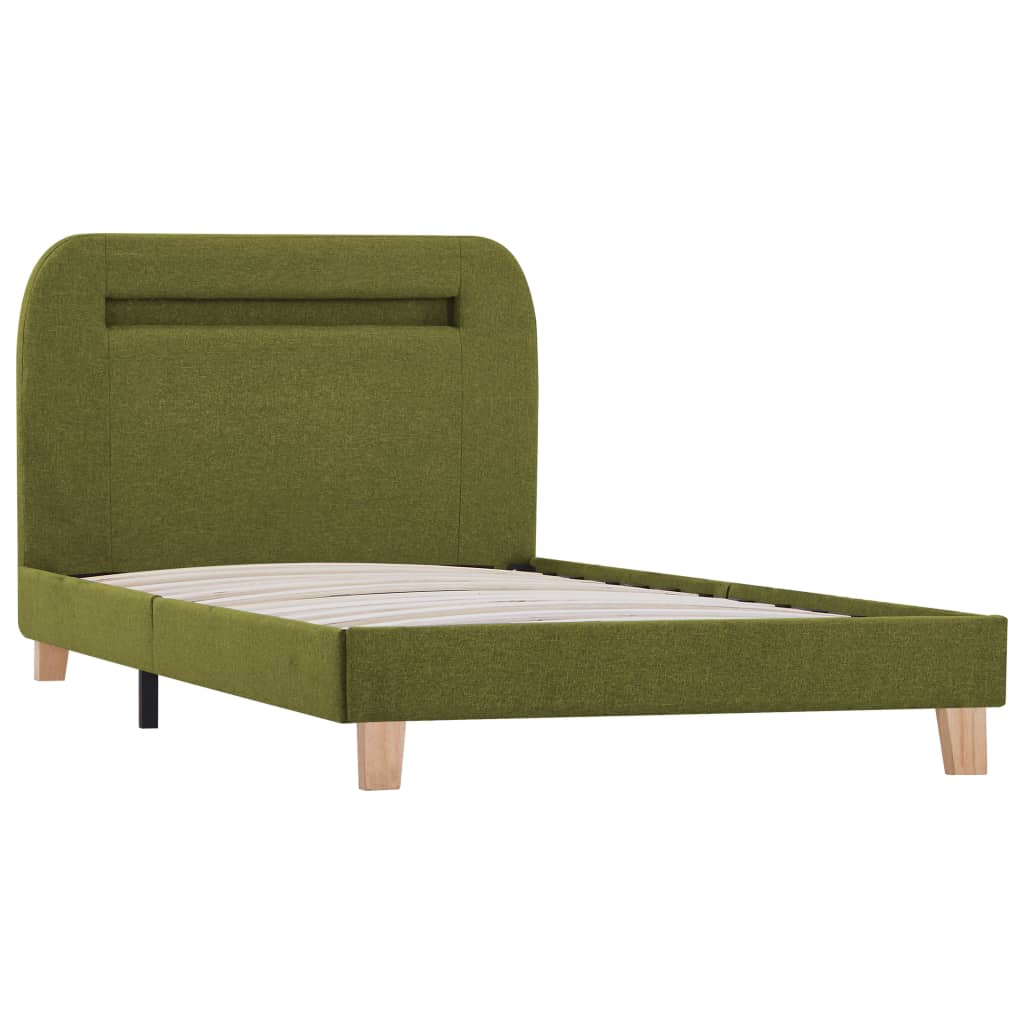vidaXL Bed Frame with LED Green Fabric 90x200 cm