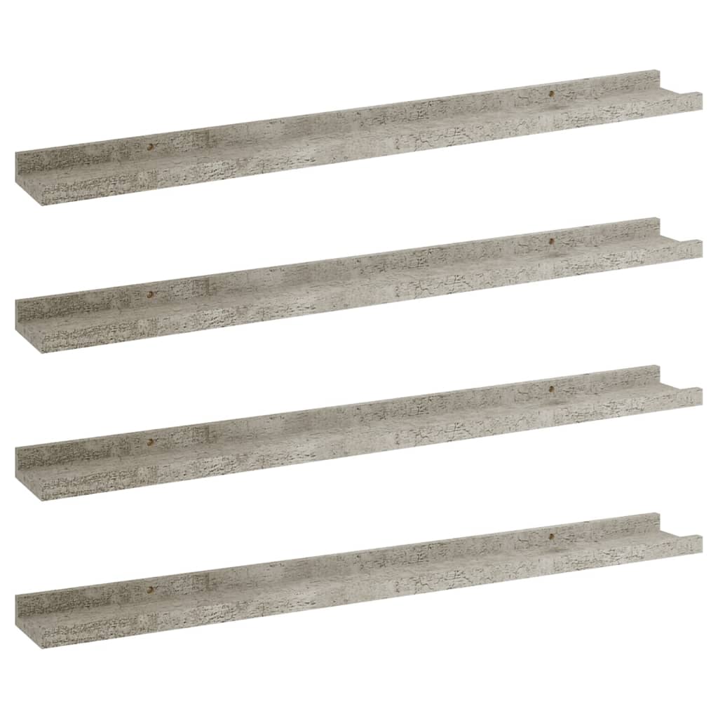 vidaXL Wall Shelves 4 pcs Concrete Grey 80x9x3 cm