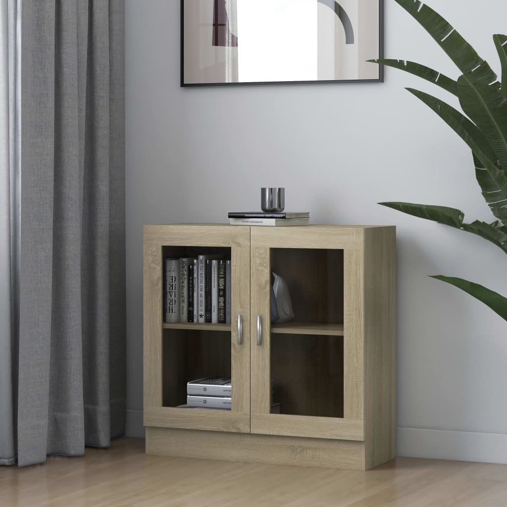 vidaXL Vitrine Cabinet Sonoma Oak 82.5x30.5x80 cm Engineered Wood