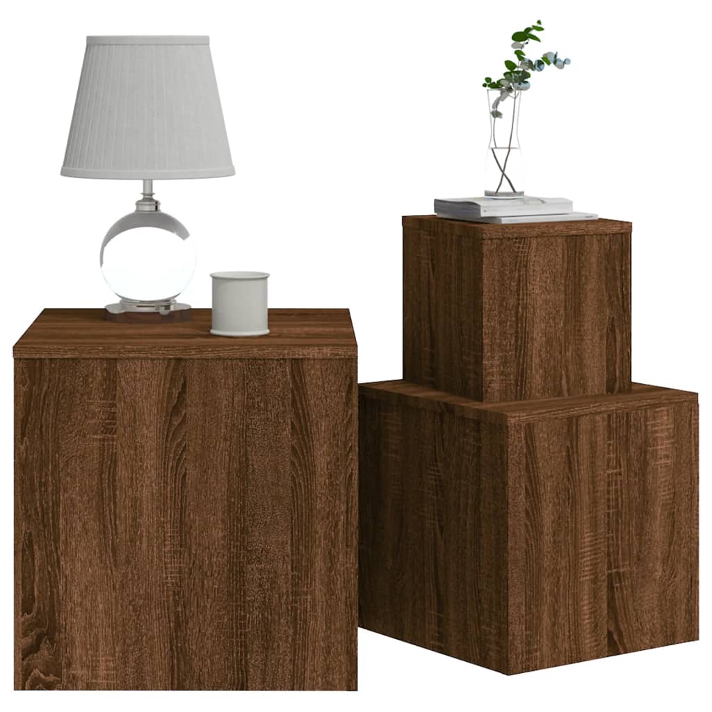 vidaXL Side Tables 3 pcs Brown Oak Engineered Wood
