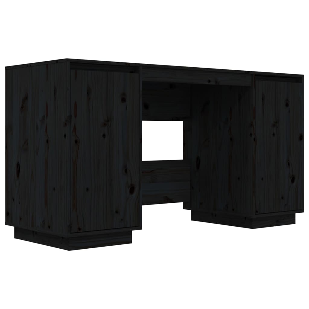 vidaXL Desk Black 140x50x75 cm Solid Wood Pine
