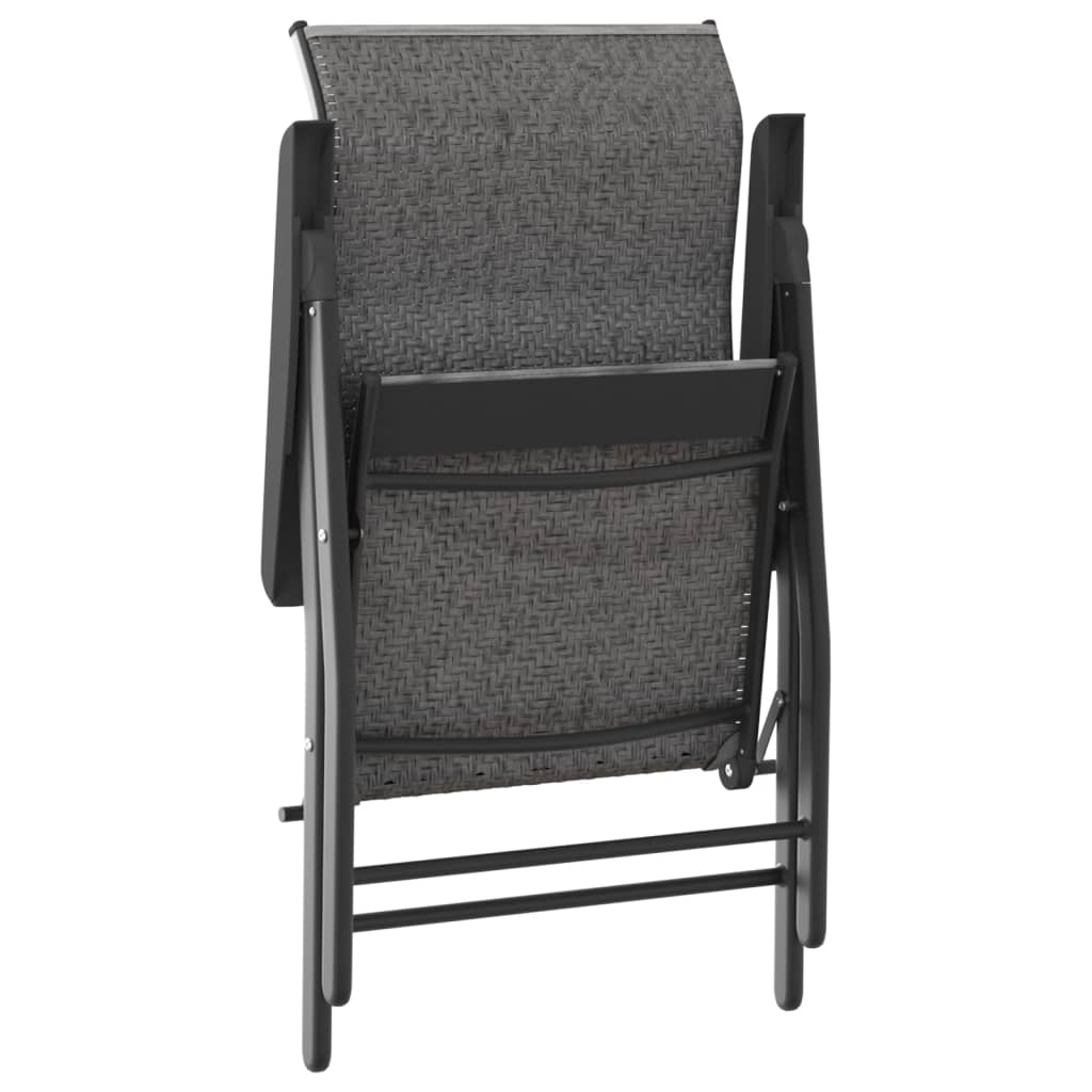 vidaXL Folding Garden Chairs 2 pcs Grey Poly Rattan
