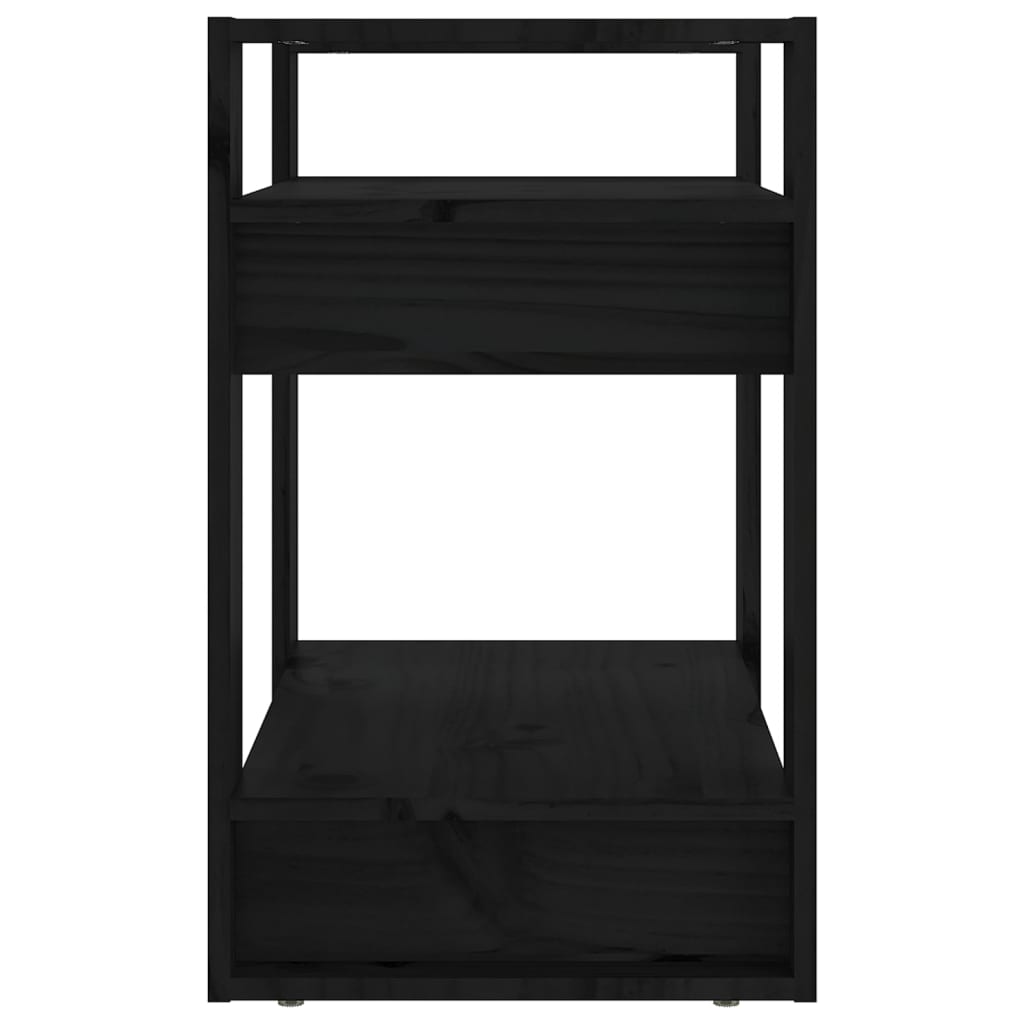 vidaXL Book Cabinet/Room Divider Black 60x35x57 cm Solid Wood Pine