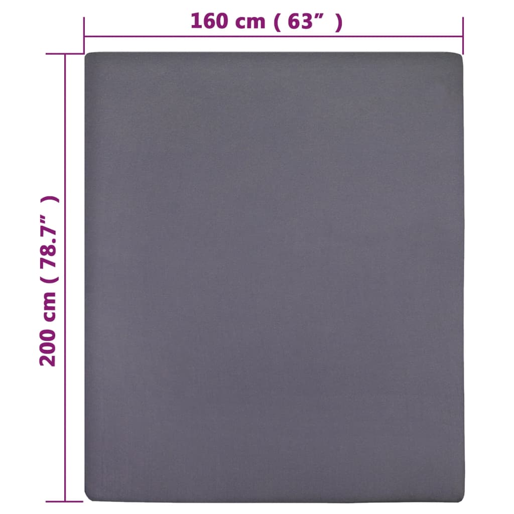 vidaXL Jersey Fitted Sheet Anthracite 160x200 cm Cotton