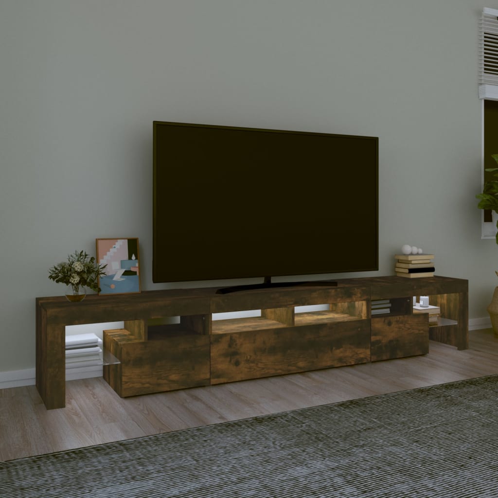vidaXL TV Cabinet with LED Lights Smoked Oak 230x36.5x40 cm