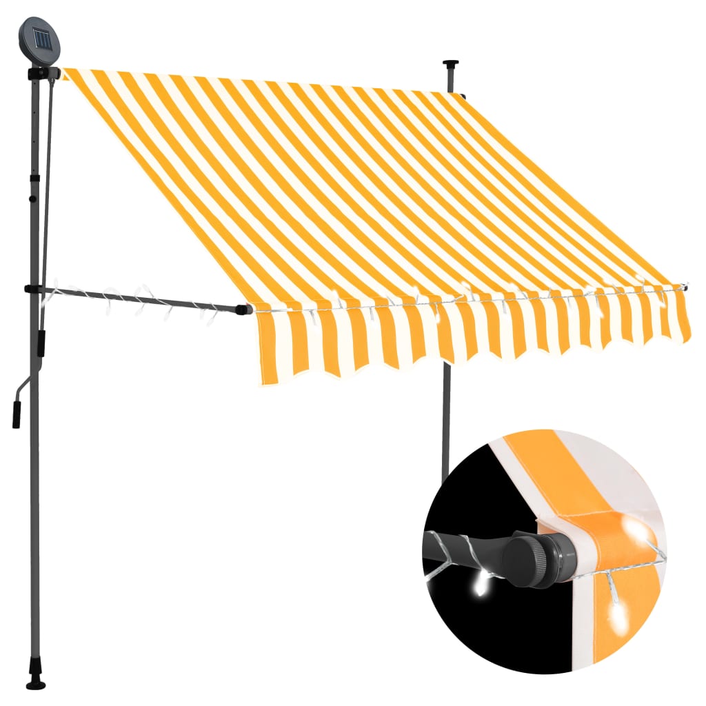 vidaXL Manual Retractable Awning with LED 100 cm White and Orange