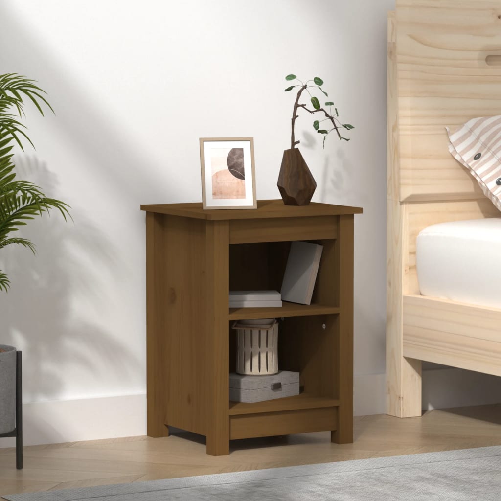 vidaXL Bedside Cabinet Honey Brown 40x35x55 cm Solid Wood Pine