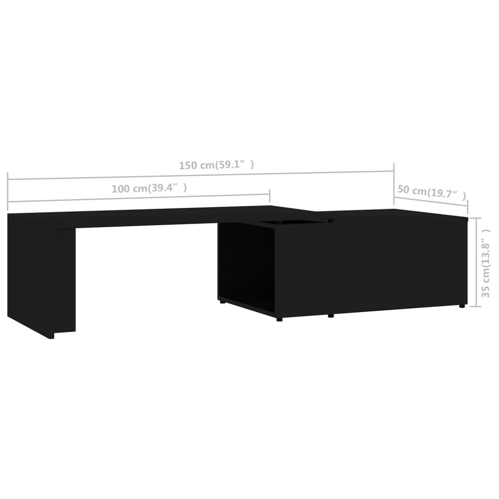 vidaXL Coffee Table Black 150x50x35 cm Engineered Wood