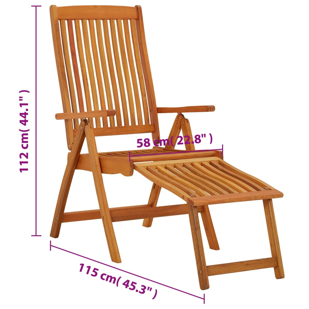 vidaXL Folding Garden Chairs with Footrests 2 pcs Solid Wood Eucalyptus