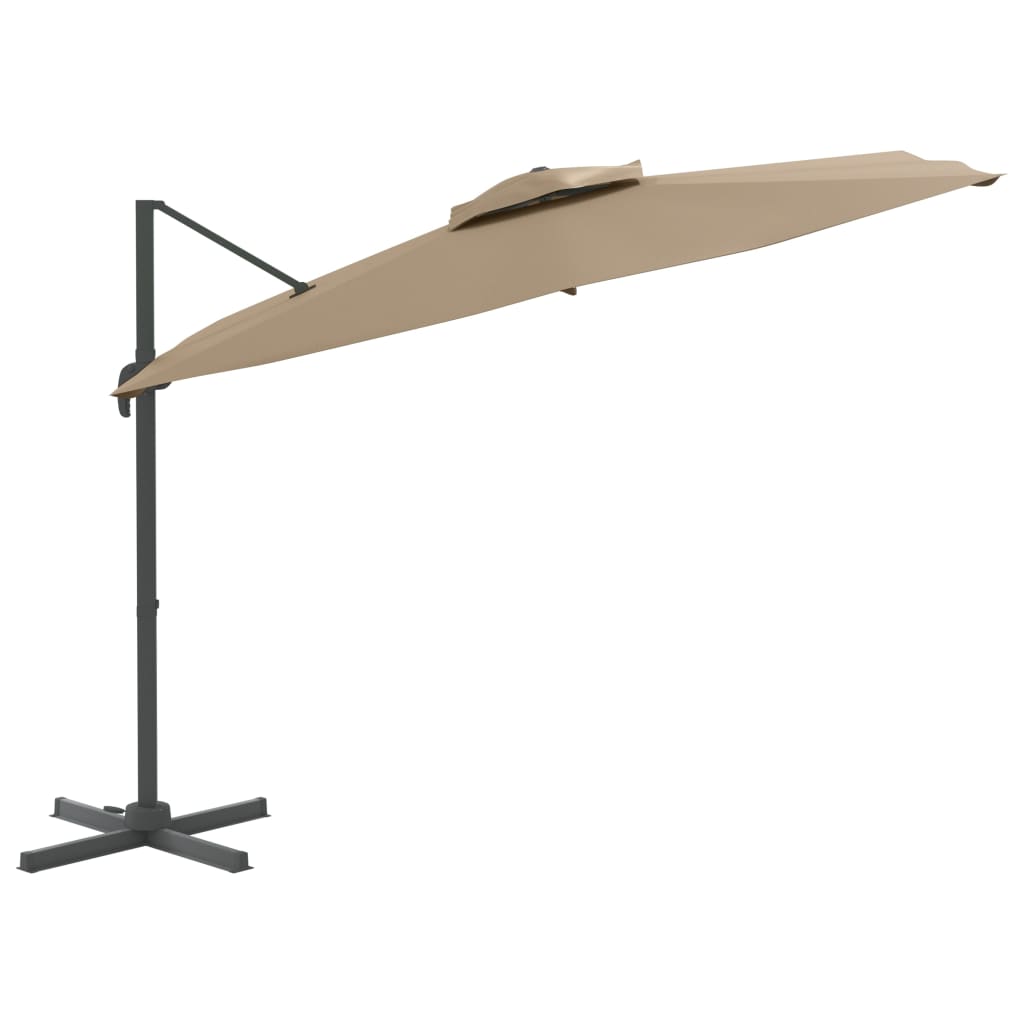 vidaXL Double Top Cantilever Umbrella Taupe 400x300 cm