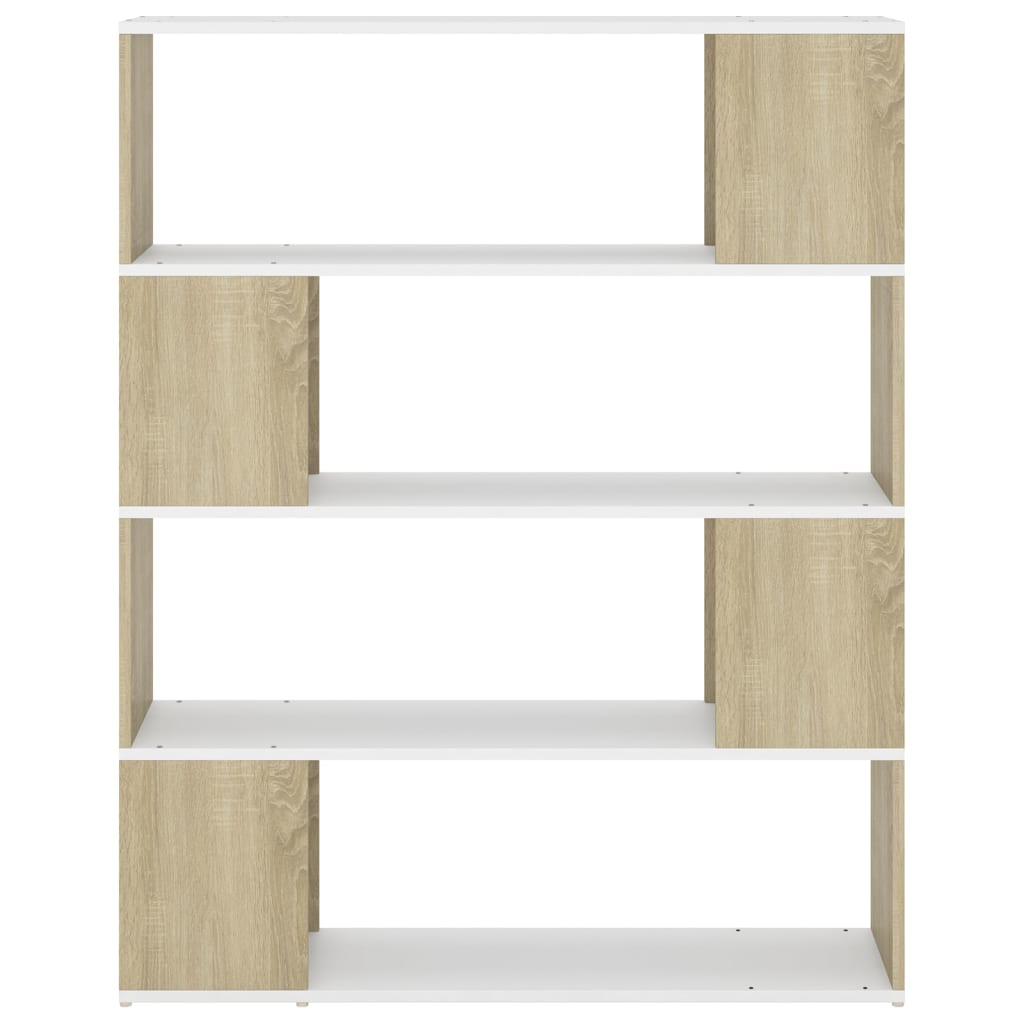 vidaXL Book Cabinet Room Divider White and Sonoma Oak 100x24x124 cm