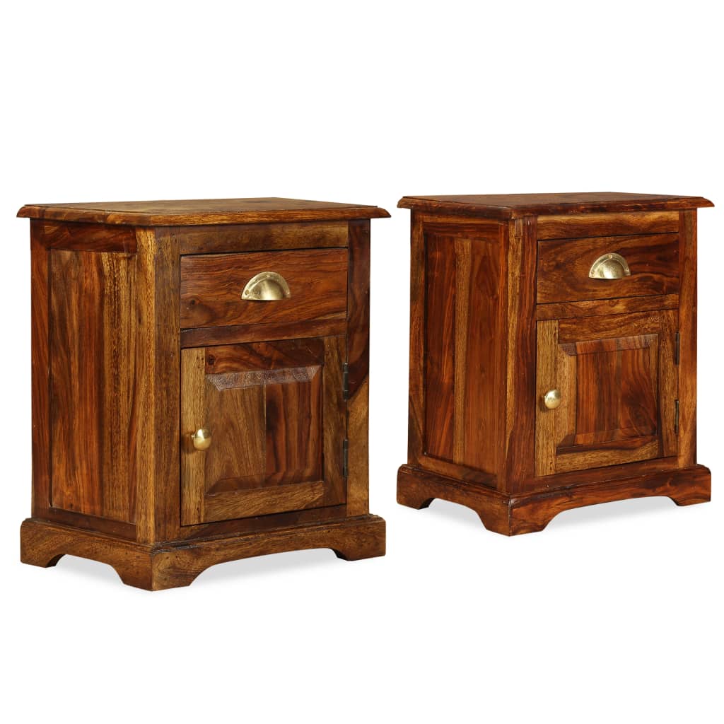vidaXL Bedside Cabinet 2 pcs 40x30x50 cm Solid Sheesham Wood