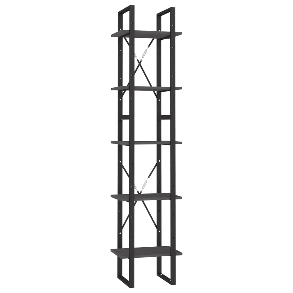 vidaXL 5-Tier Book Cabinet Grey 40x30x175 cm Pinewood