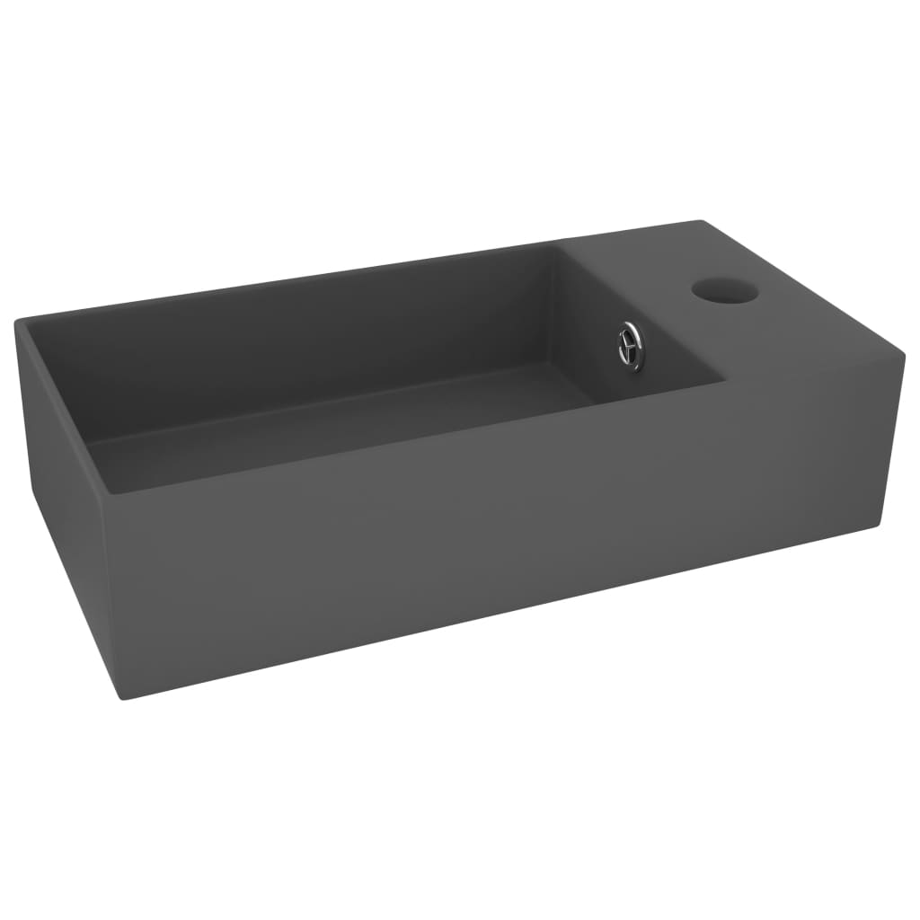 vidaXL Bathroom Sink with Overflow Ceramic Dark Grey