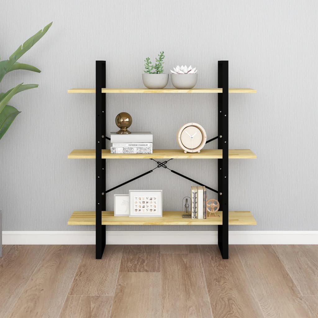 vidaXL 3-Tier Book Cabinet 100x30x105 cm Solid Pine Wood