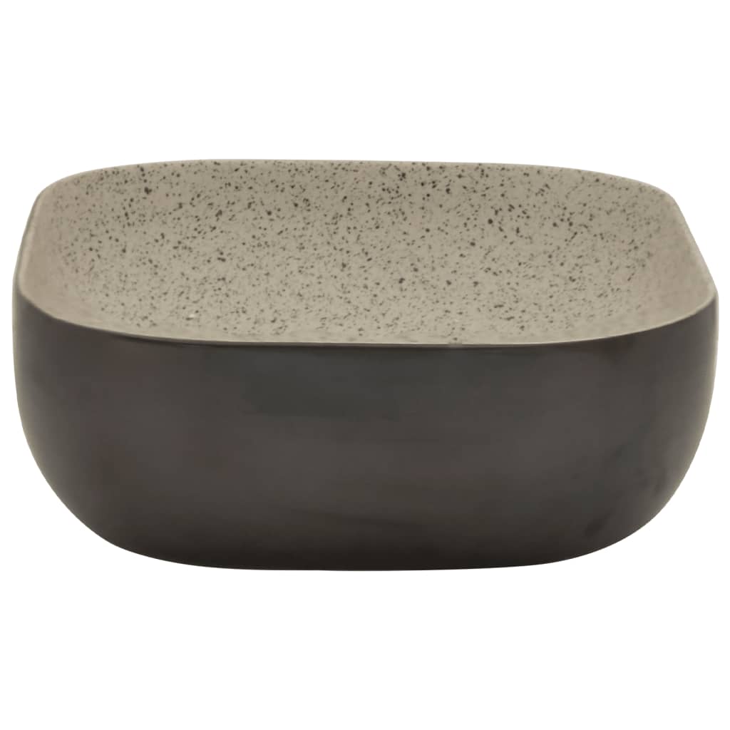 vidaXL Countertop Basin Grey and Black Rectangular 48x37.5x13.5 cm Ceramic