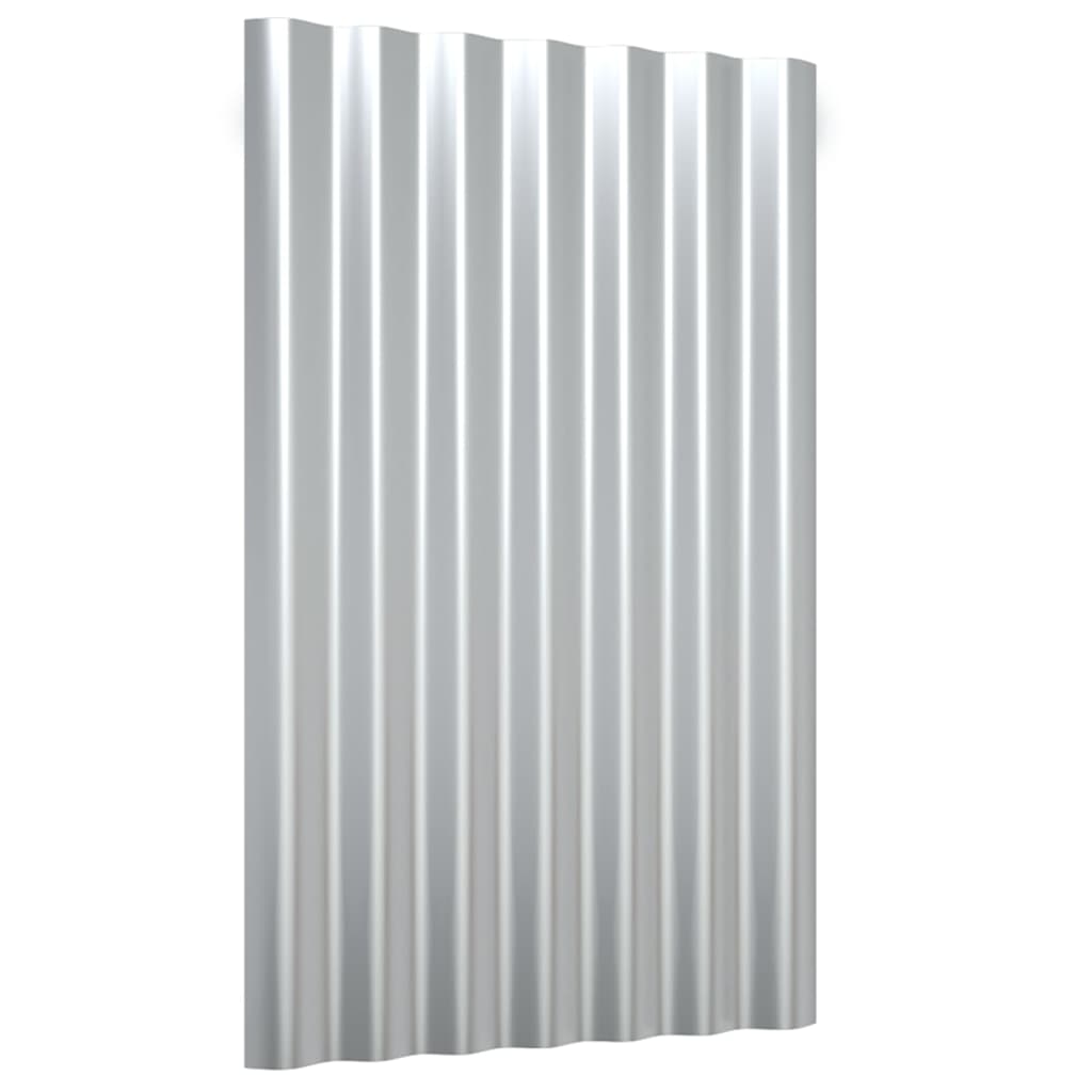 vidaXL Roof Panels 12 pcs Powder-coated Steel Silver 60x36 cm