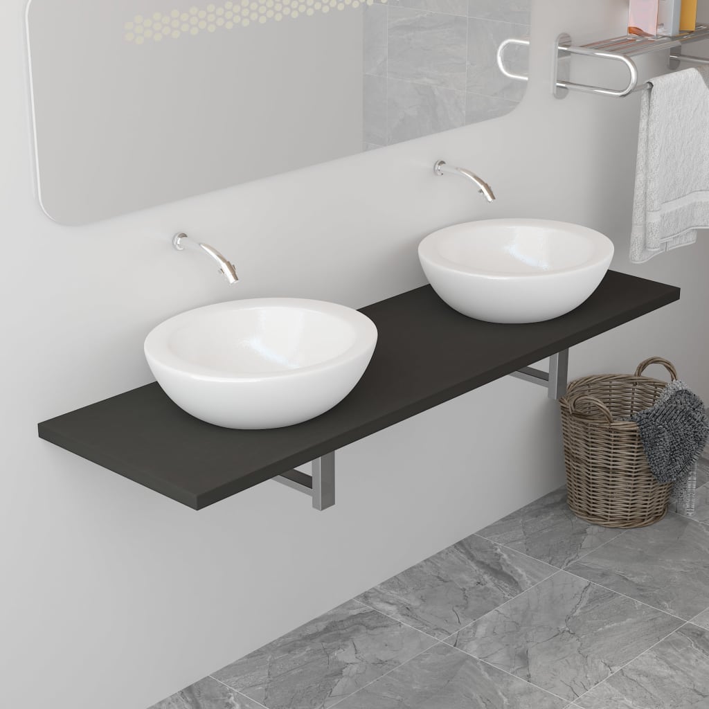 vidaXL Bathroom Wall Shelf for Basin Grey 160x40x16.3 cm