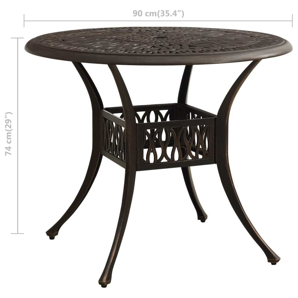 vidaXL Garden Table Bronze 90x90x74 cm Cast Aluminium