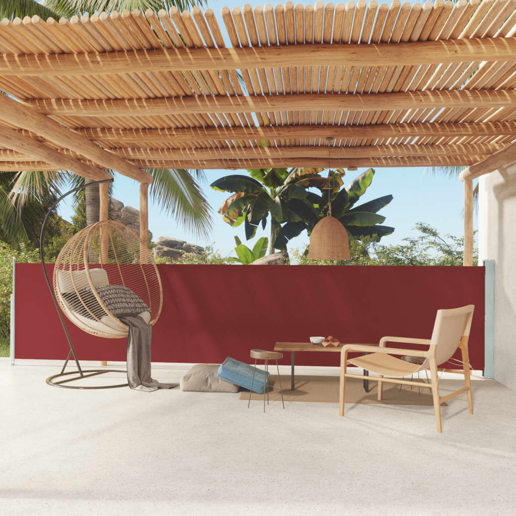vidaXL Patio Retractable Side Awning 117x600 cm Red