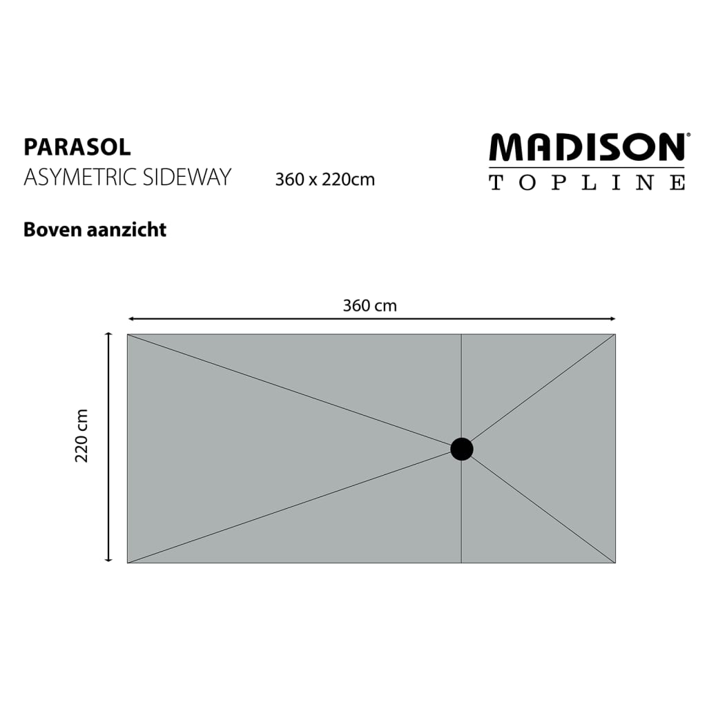 Madison Parasol Asymmetric Sideway 360x220 cm Grey PC15P014