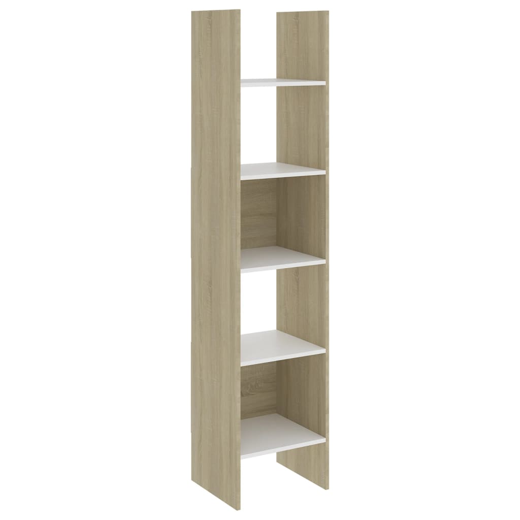 vidaXL Book Cabinet White and Sonoma Oak 40x35x180 cm Chipboard