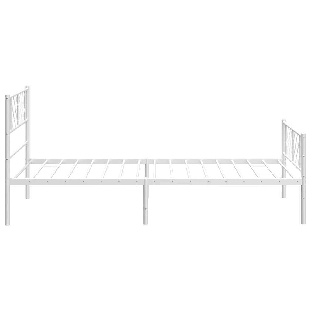 vidaXL Metal Bed Frame with Headboard and Footboard White 90x200 cm
