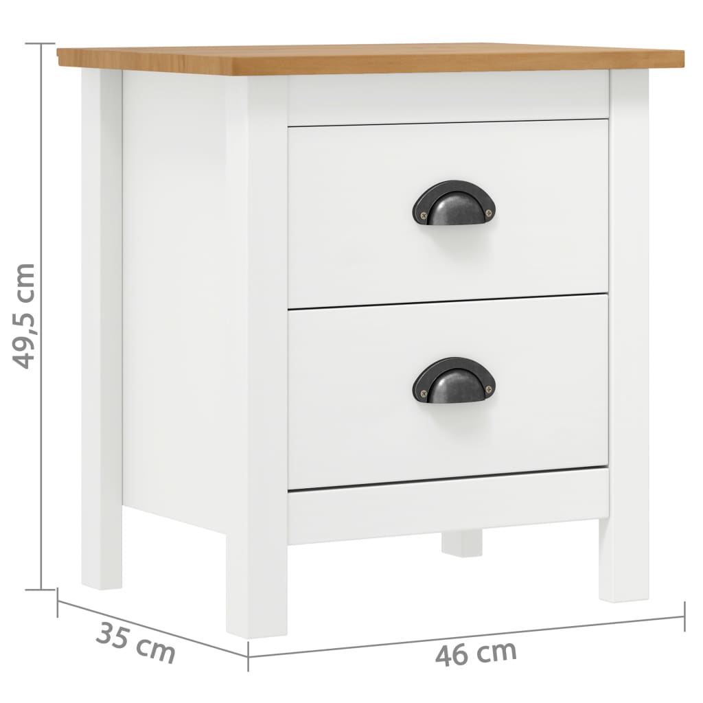 vidaXL Bedside Cabinet Hill White 46x35x49.5 cm Solid Pine Wood