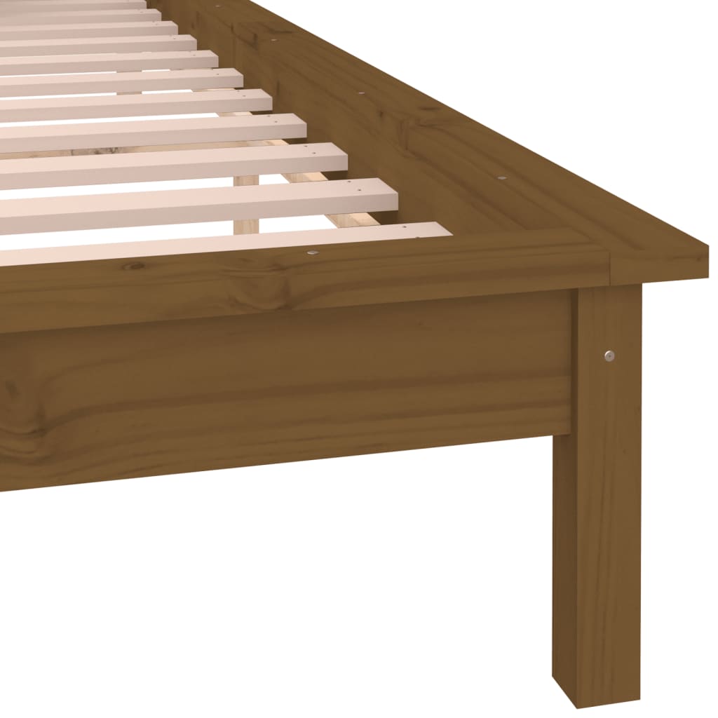 vidaXL LED Bed Frame Honey Brown 120x190cm Small Double Solid Wood