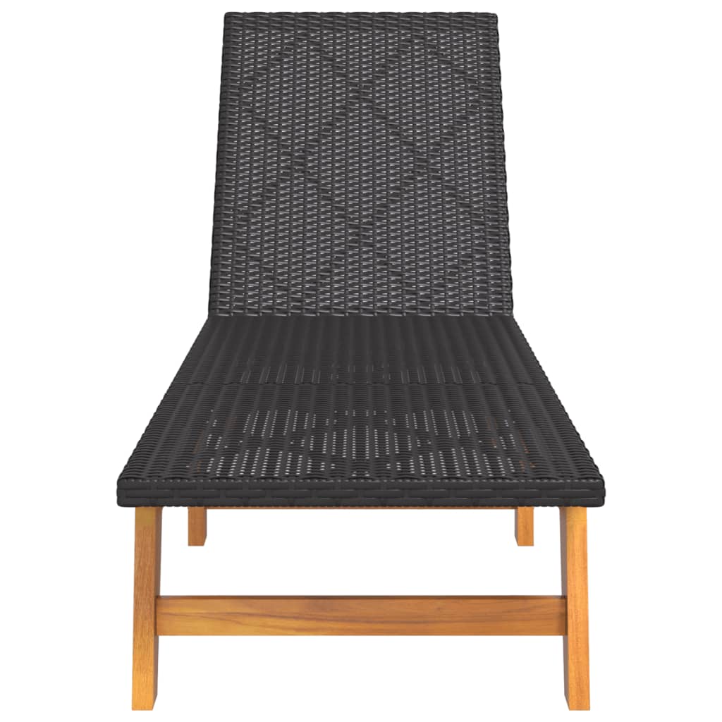 vidaXL Sun Lounger with Table Poly Rattan and Solid Wood Acacia