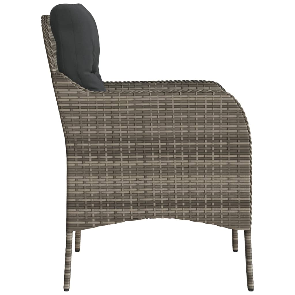 vidaXL Garden Chairs with Cushions 2 pcs Grey Poly Rattan