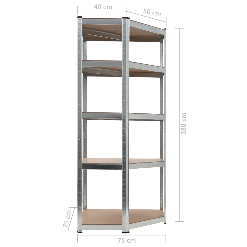 vidaXL Storage Shelf Silver 75x75x180 cm Steel and MDF