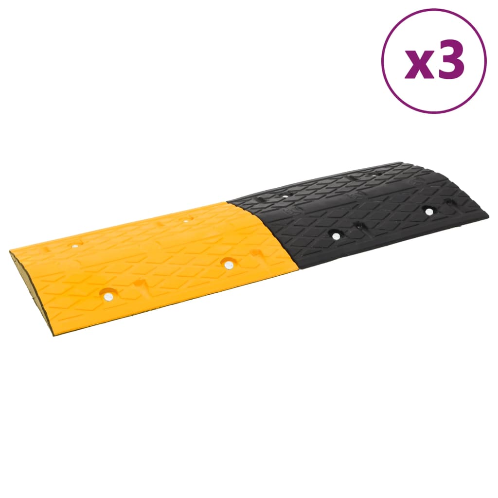 vidaXL Speed Hump 3 pcs Yellow&Black 97x32.5x4 cm Rubber