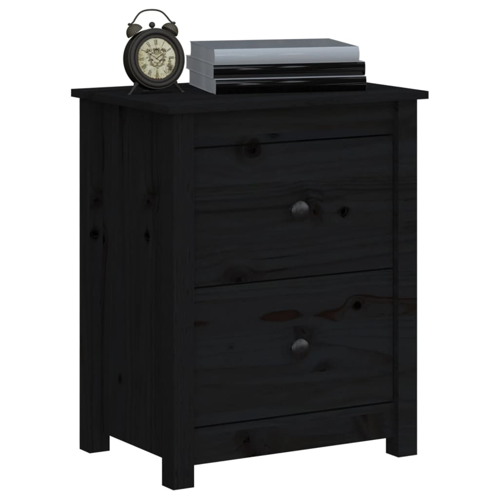 vidaXL Bedside Cabinet Black 50x35x61.5 cm Solid Wood Pine