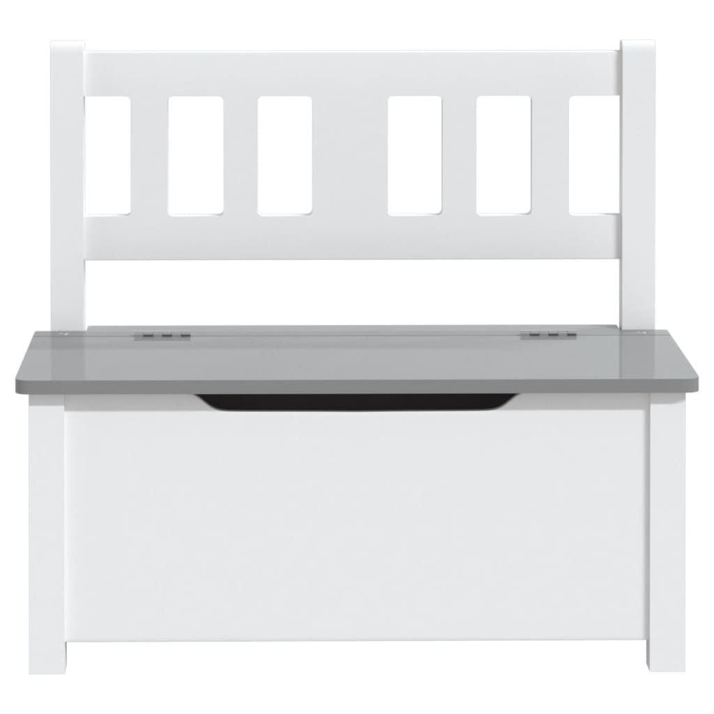 vidaXL Children Storage Bench White and Grey 60x30x55 cm MDF