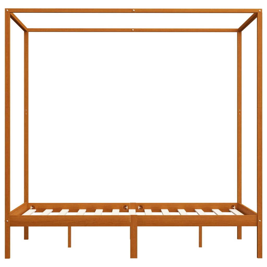 vidaXL Canopy Bed Frame Honey Brown Solid Pine Wood 140x200 cm
