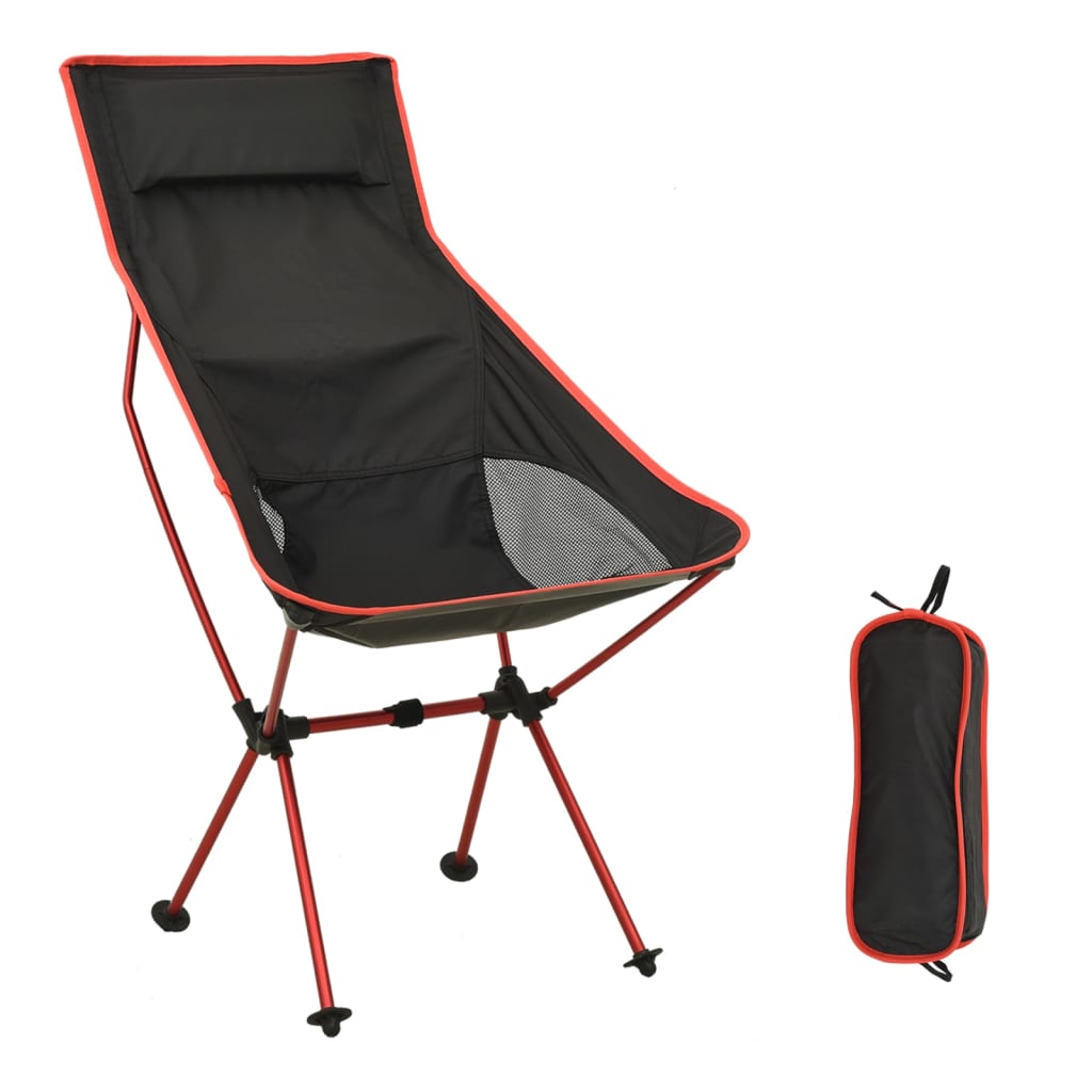 vidaXL Foldable Camping Chair PVC and Aluminium Black