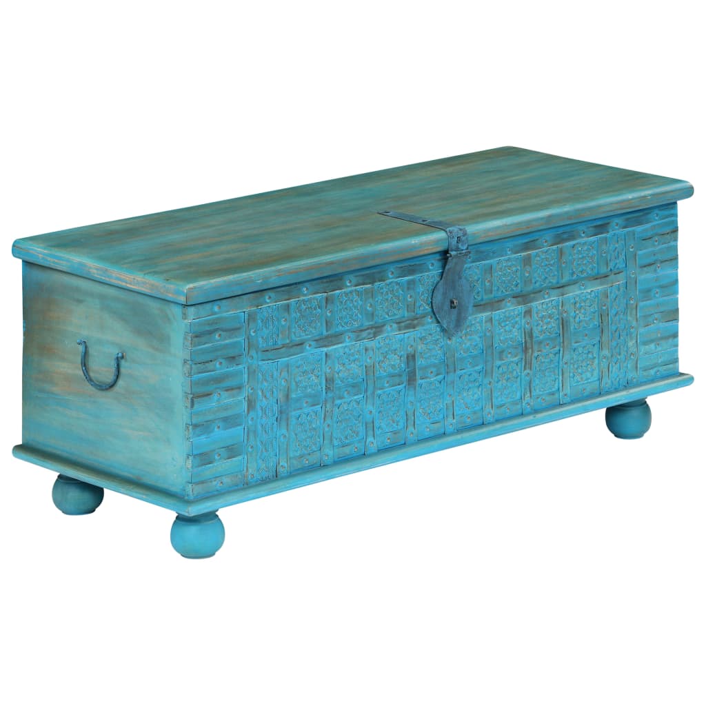vidaXL Storage Chest Solid Mango Wood Blue 100x40x41 cm