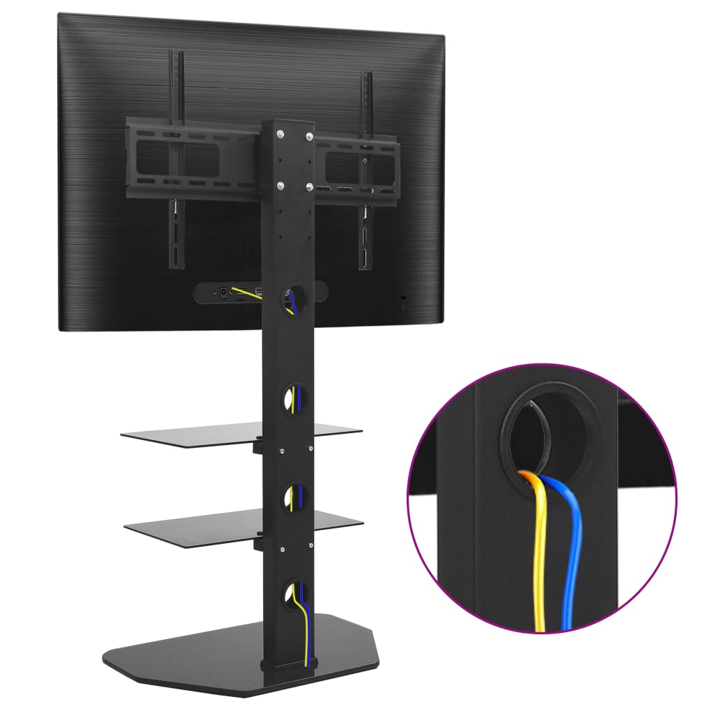 vidaXL Swivel TV Floor Stand Mount VESA 600x400 mm with 2 Shelves