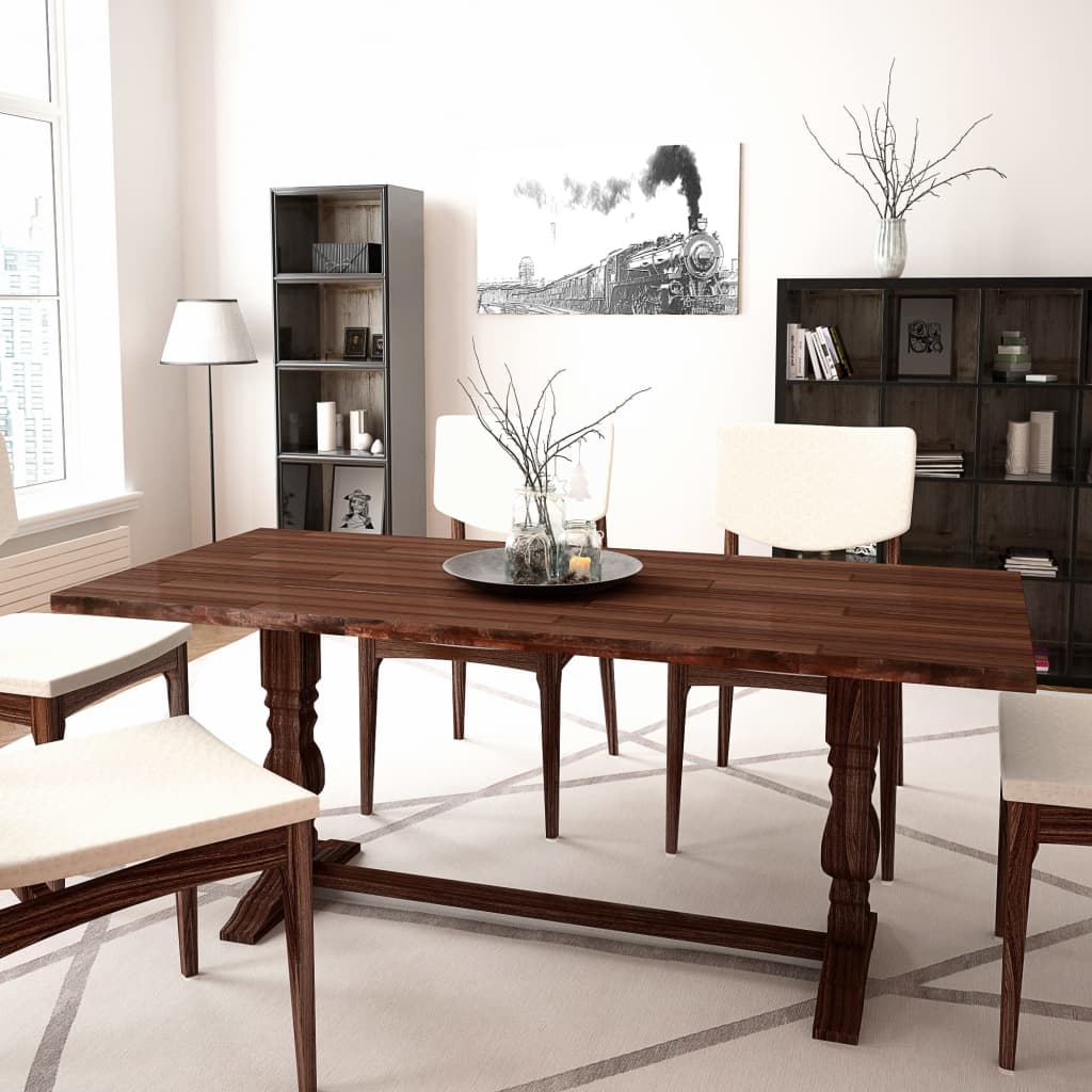 vidaXL Folding Double Pedestal Table Solid Acacia Wood 180x80x75 cm